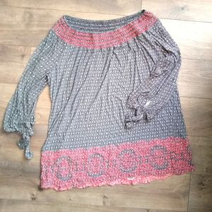 Fever White and Black Tunic with tie Sleeve Detail and Embroidery 2X